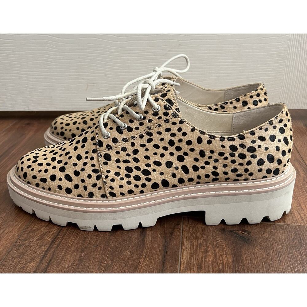 DOLCE VITA Martie Lace-Up Leopard Print Calf Hair Lug Sole Oxford Shoes Sz 11 - Picture 6 of 10